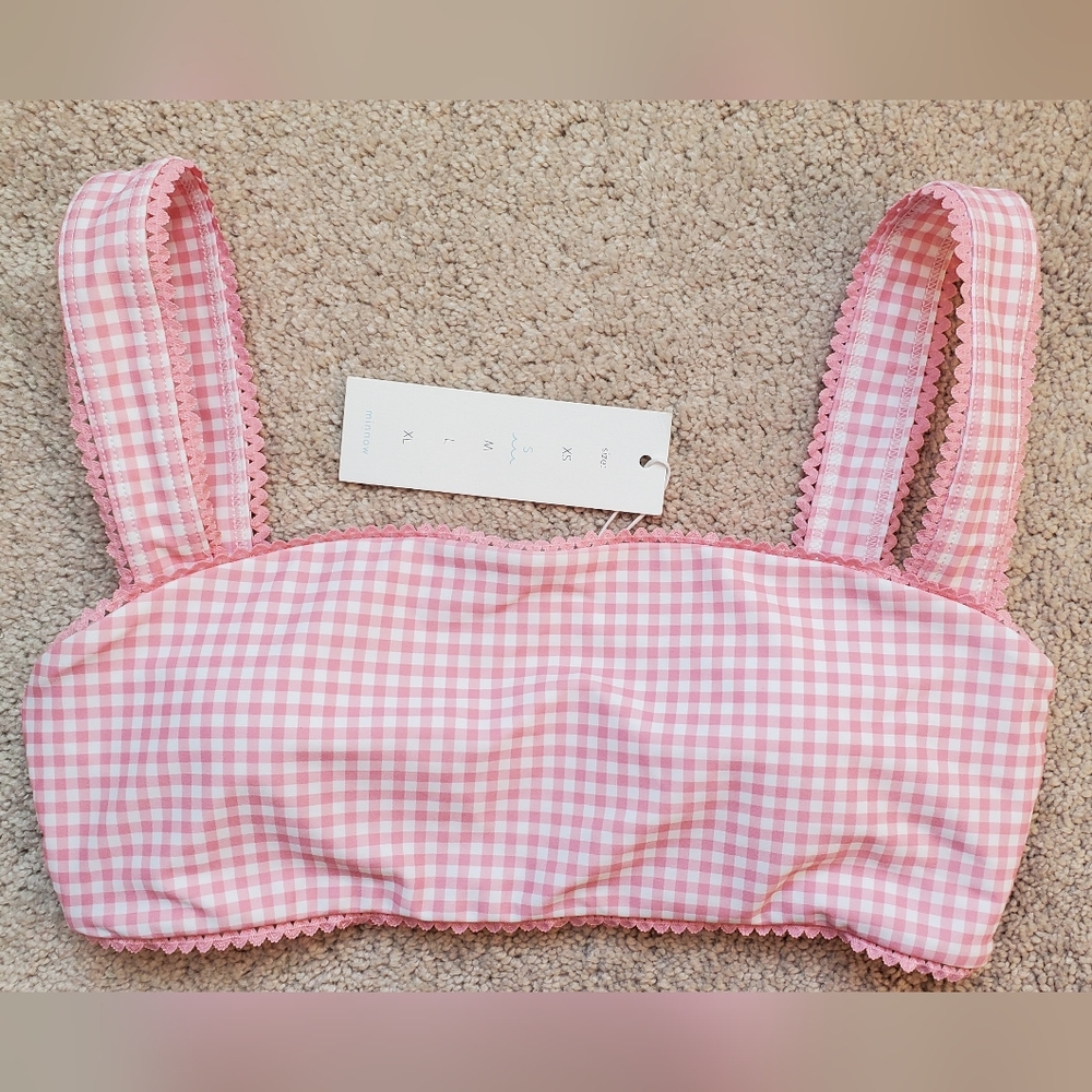 Minnow gingham bandeau bikini top NWT